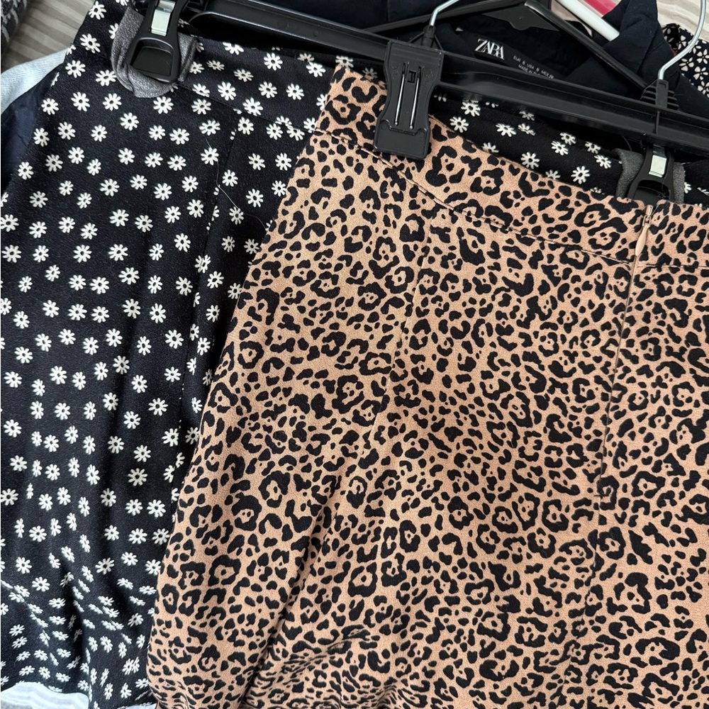 TWO Reformation flounce mini skirts